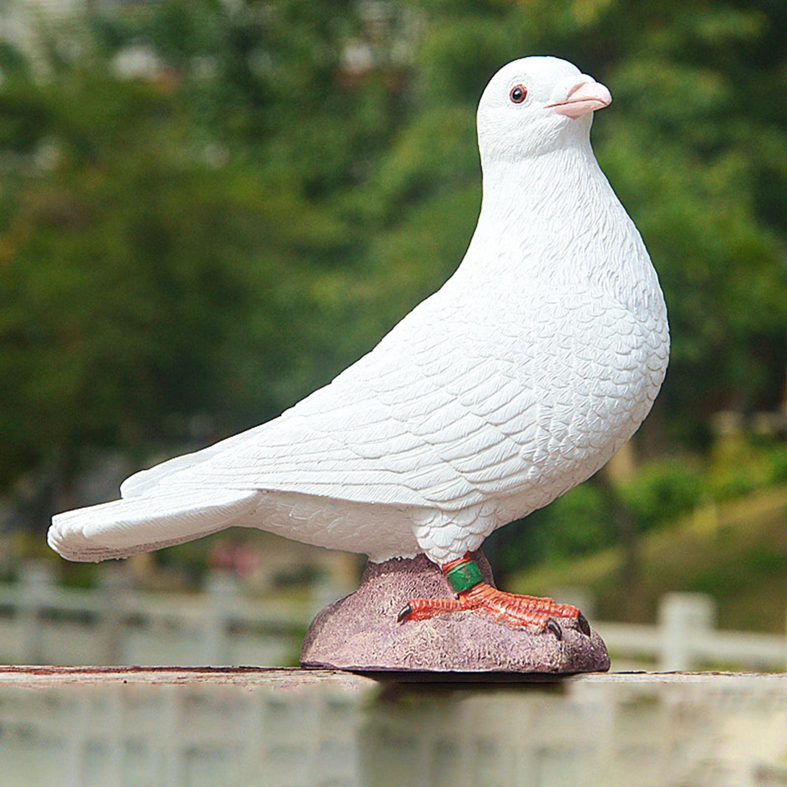 Amazon.co.jp: RNXRZANK 人工羽の鳩の鳥の庭の置物の装飾の鳥＃4白い空